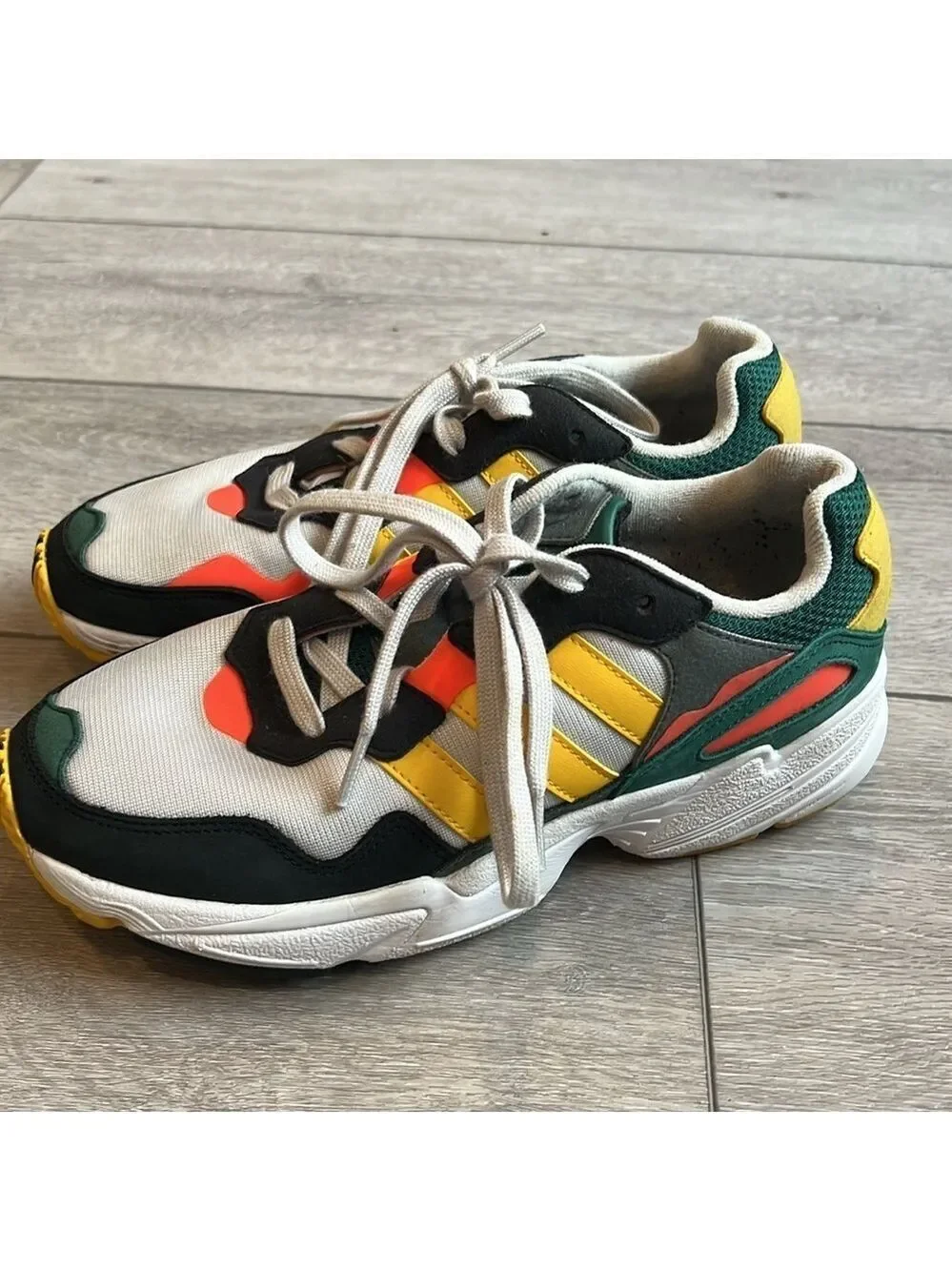 Adidas Yung-96 grey one bold gold mens bright running sneakers size 7